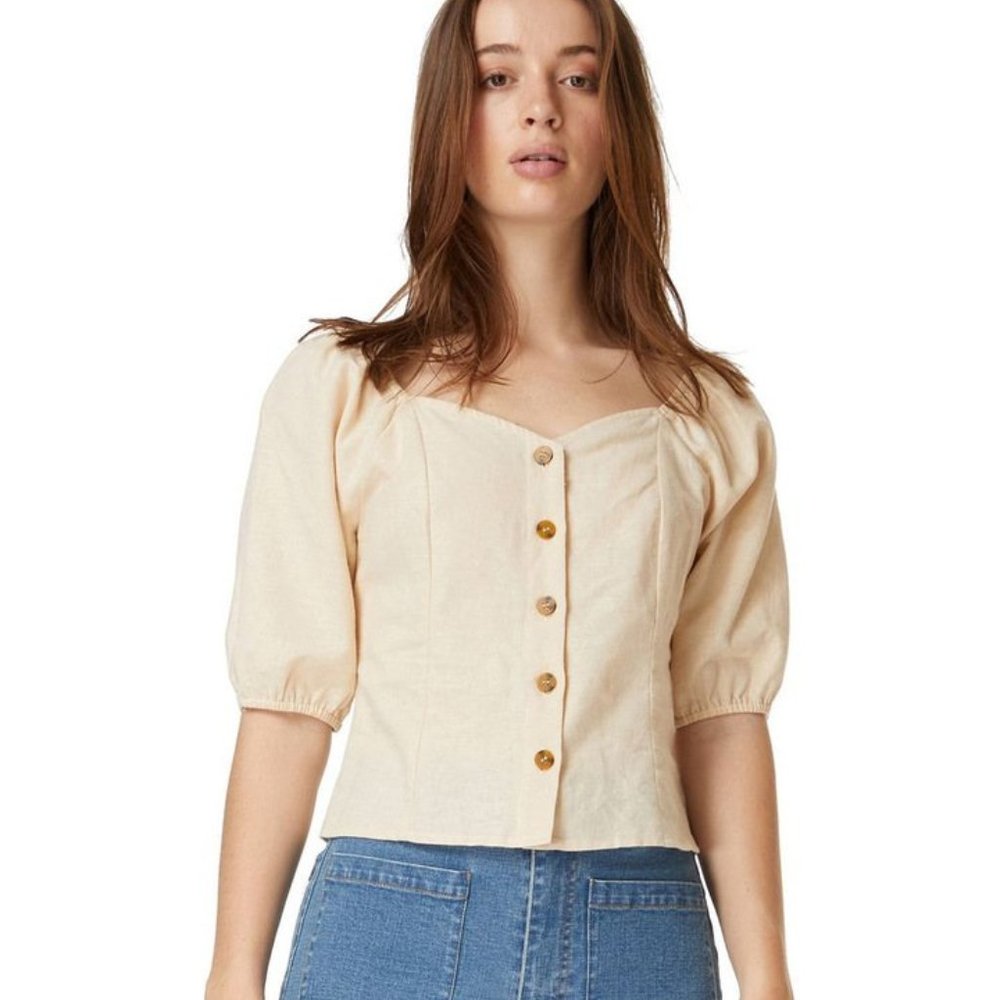 Princess Highway Cream Sadie Top Cotton/Linen